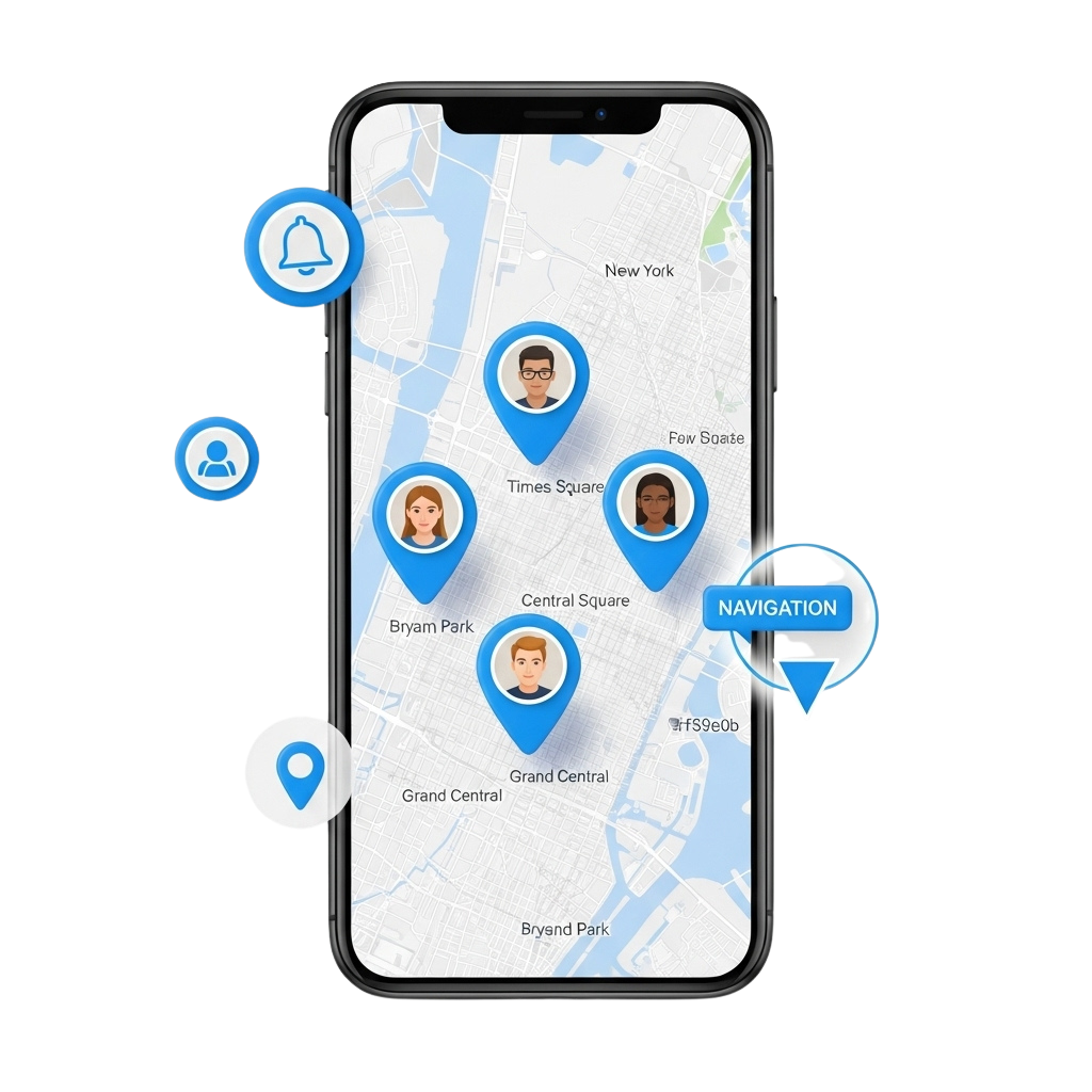 Phone mockup with map